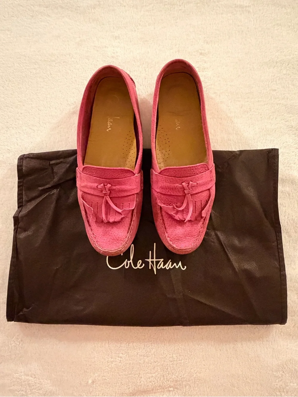 Cole Haan Pink Suede Tassel Loafers - Women's